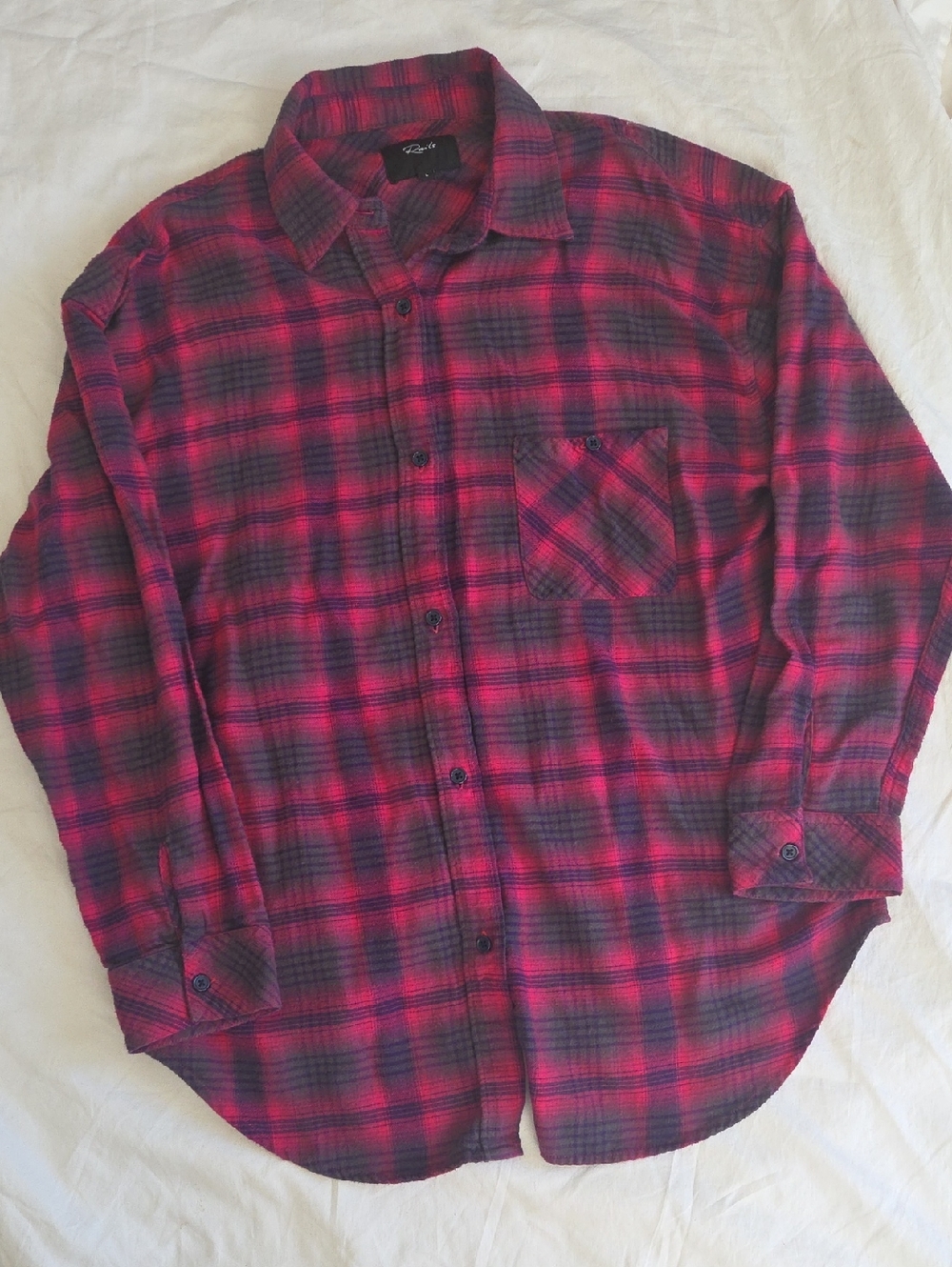 Rails Womens Flannel Button Down Shirt Pink Black Plaid Large Soft Cozy Cotton